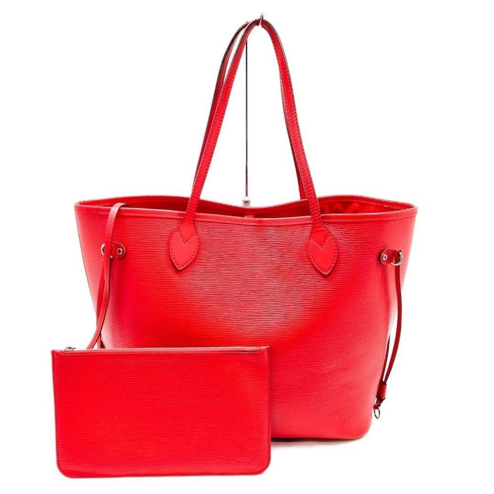Louis Vuitton Red Travel Bag Set with Matching Pouch